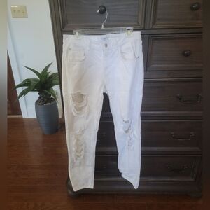Guess White Distressed Boy Fit Jeans